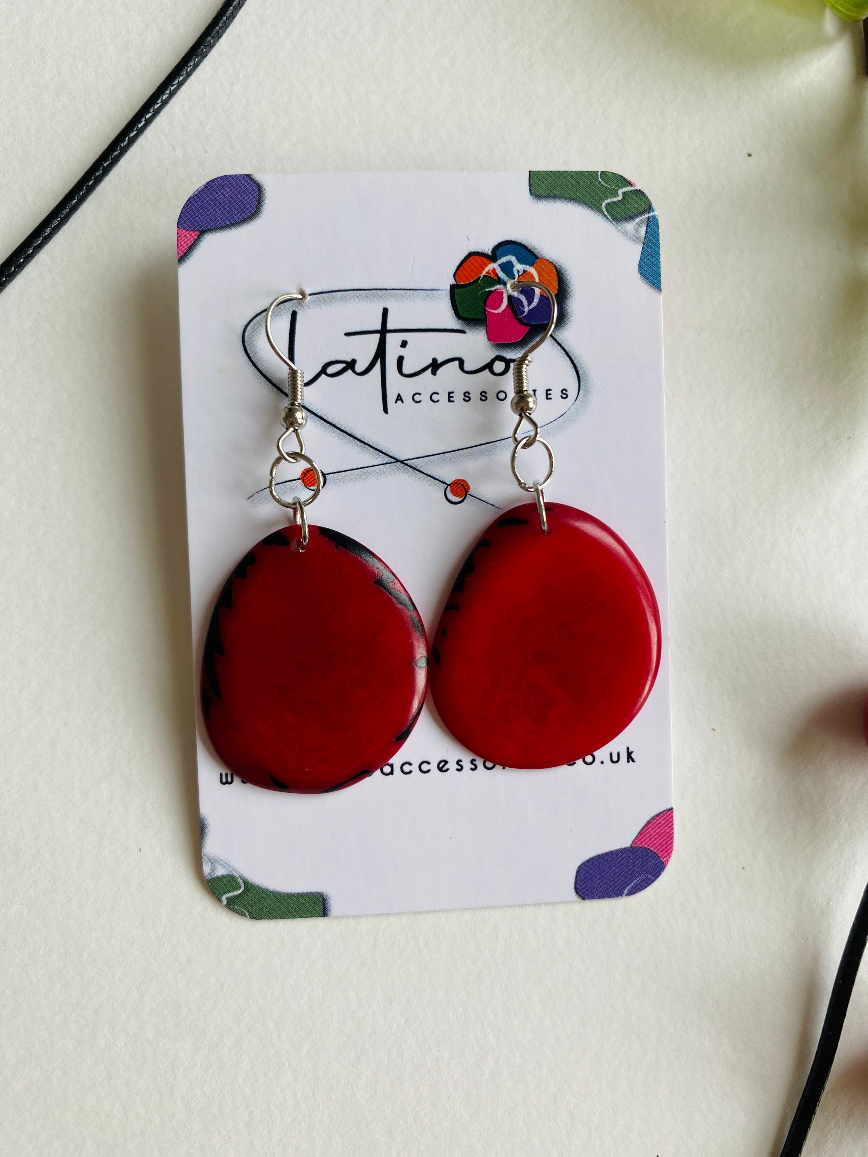 Margarita Tagua Necklace Set - Red